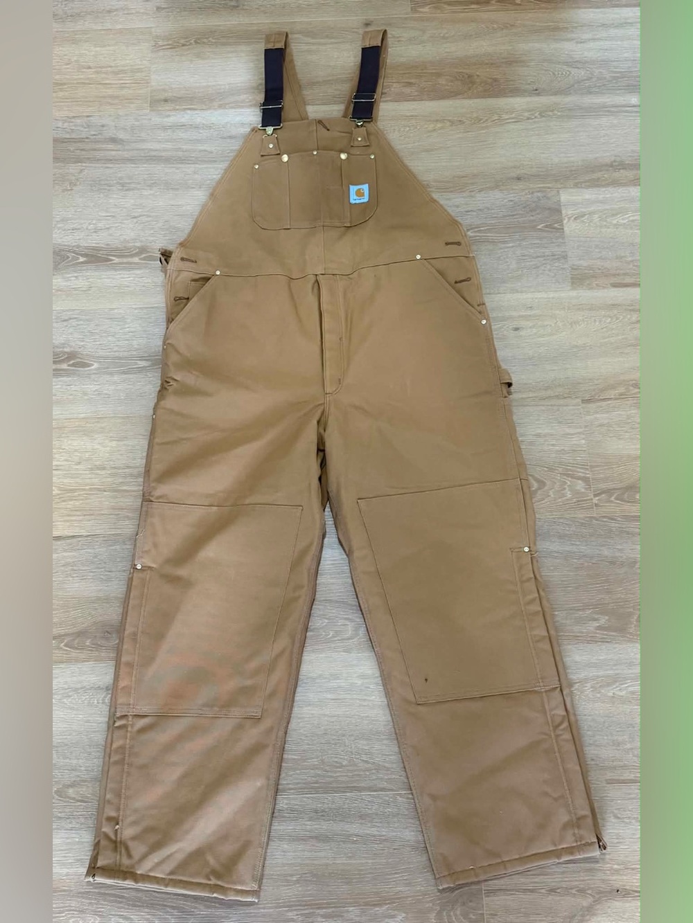 NEW Carhartt Quilted Lined Duck Bib Overalls Men 46x32 Double Knee R02 BRN Brown